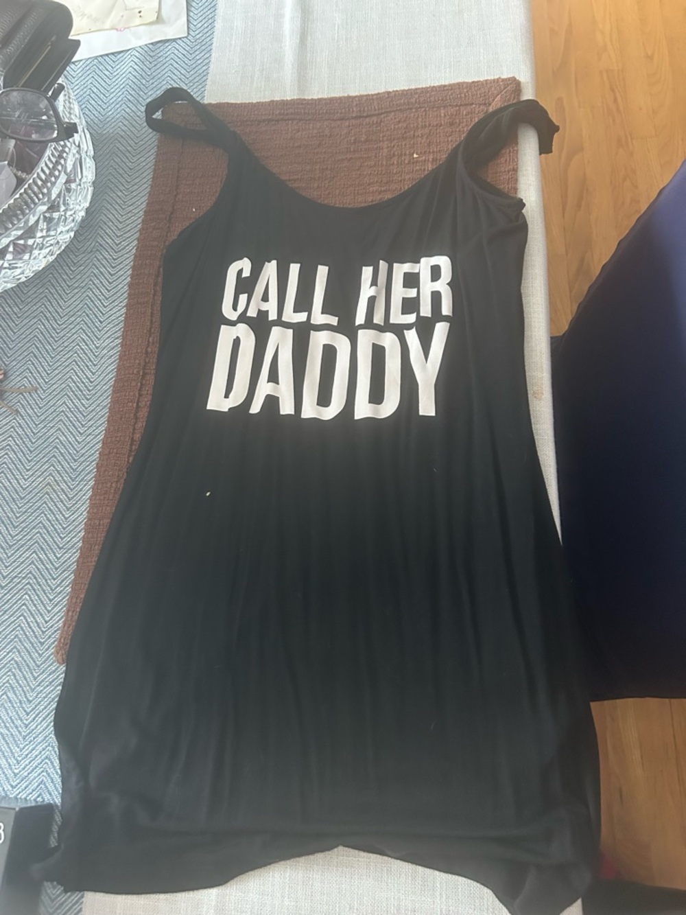 Black Graphic Tank Dress with "CALL HER DADDY" Print